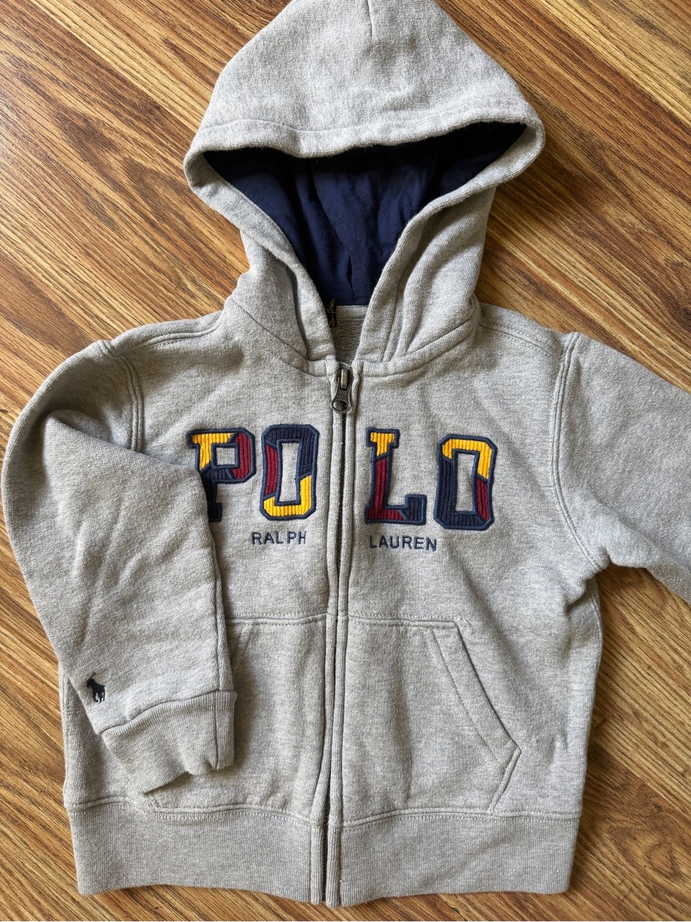 Polo by Ralph Lauren Kids Gray Hooded Zip Sweatshirt with Multicolor Logo